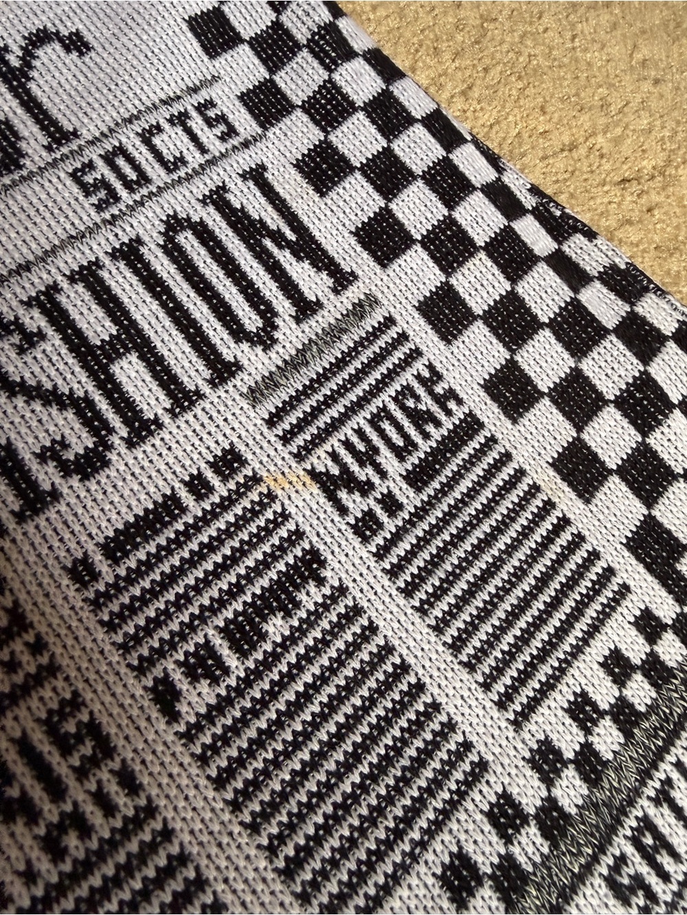 Black & White Graphic Crewneck Newsprint Sweater - Picture 5 of 7